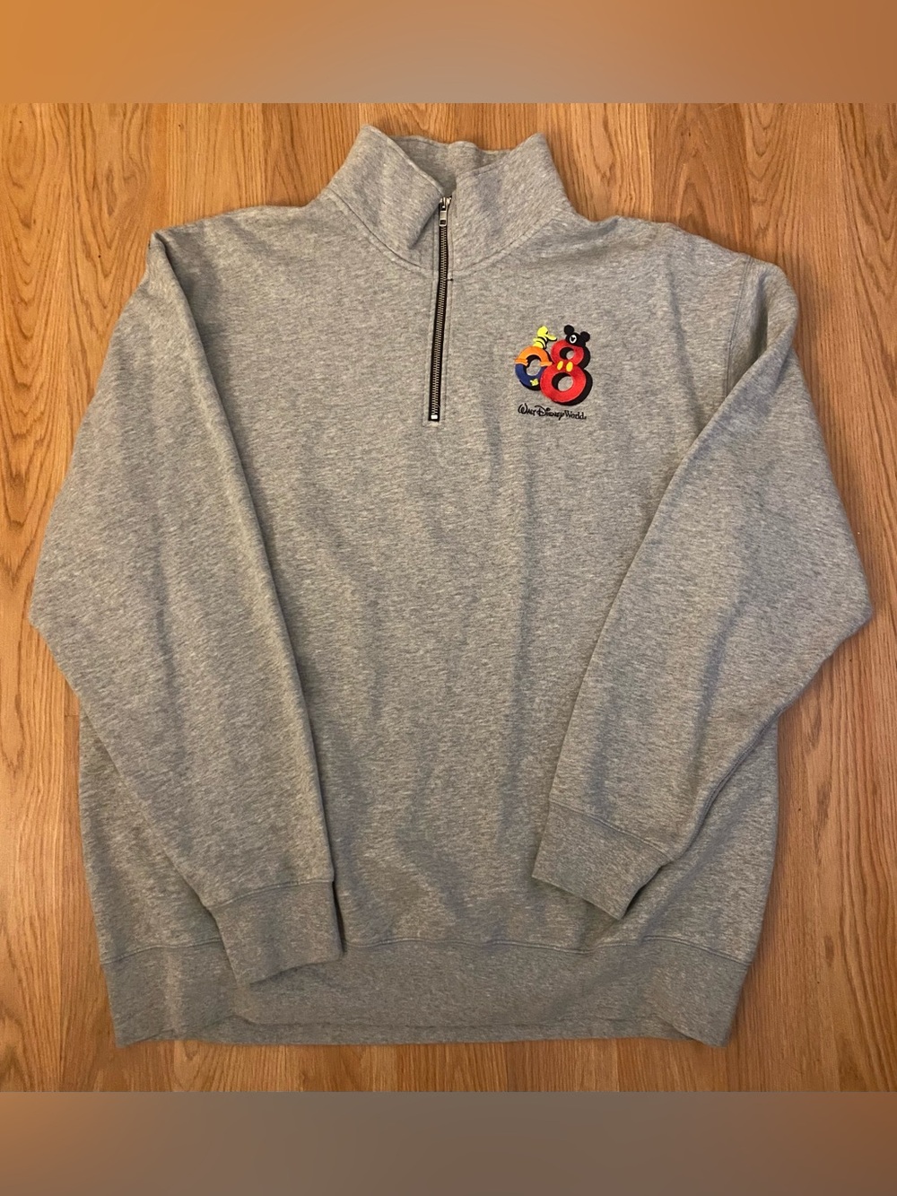 Vintage 2008 Disney World Gray Quarter-Zip pullover Sweatshirt NWOT